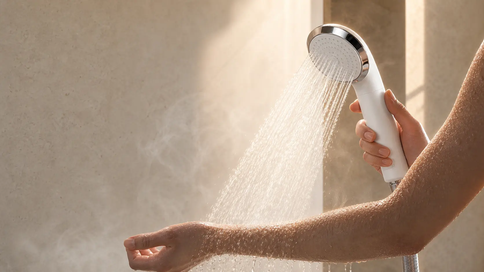 Fontiva RS54 unter fließendem Wasser in der Hand